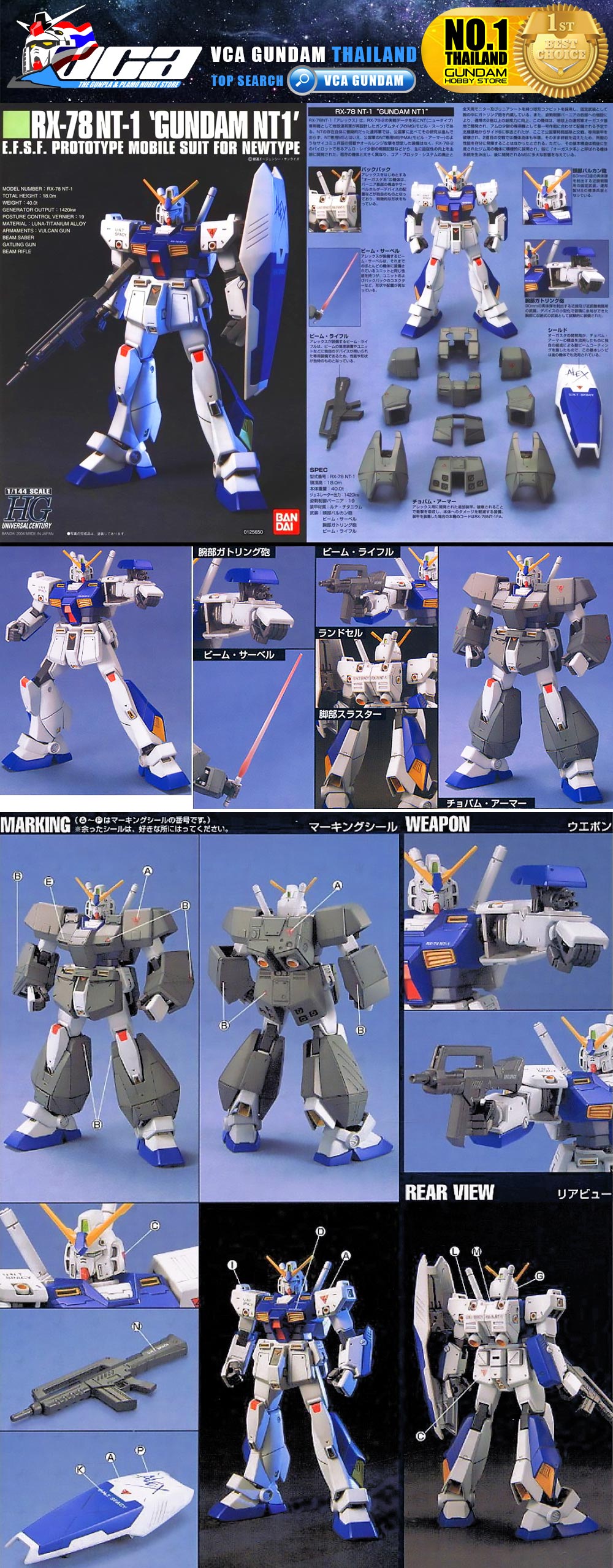 HG RX-78NT-1 GUNDAM NT-1 ALEX กันดั้ม
