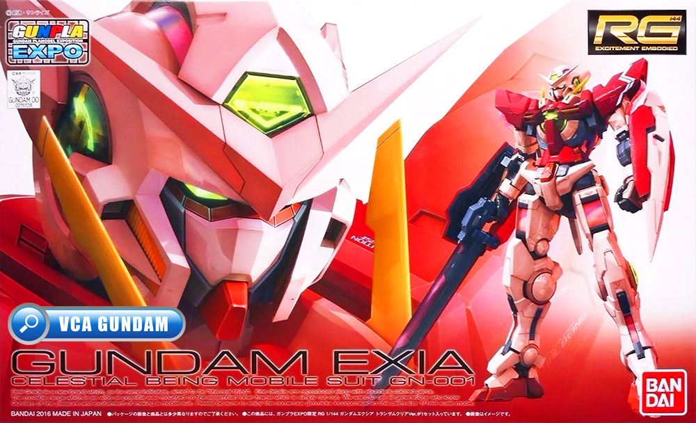 BANDAI GUNPLA EXPO REAL GRADE RG 1/144 GN-001 GUNDAM EXIA TRANS-AM TRANS AM CLEAR COLOR โมเดล กันดั้ม กันพลา VCA GUNDAM