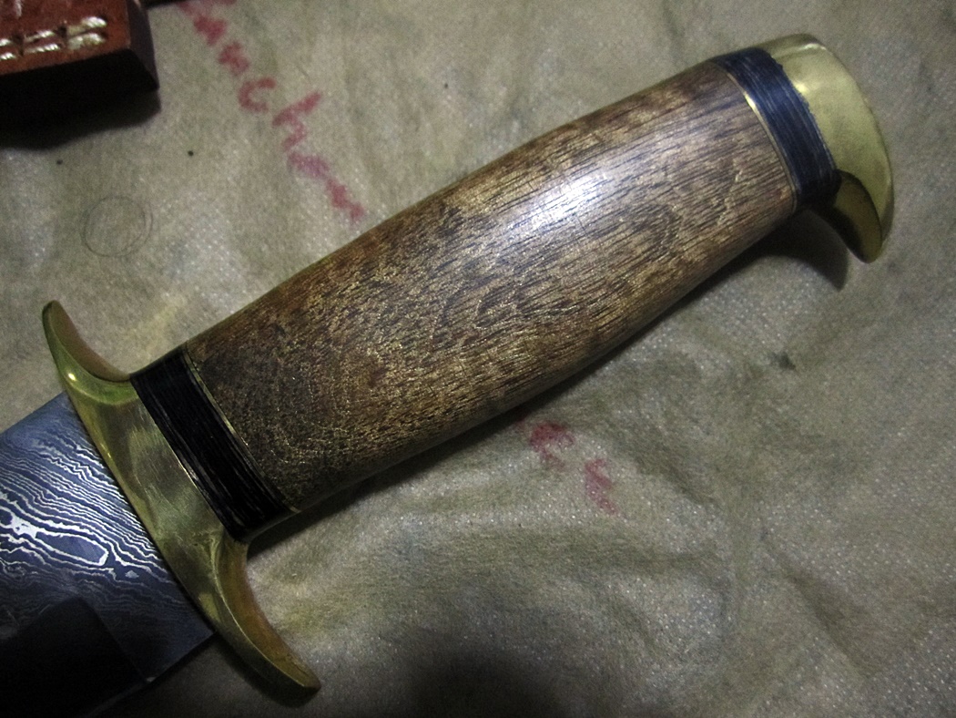 มีดDAMASCUS ASH DS4W Damascus steel handmade hunting bowie knife 13"