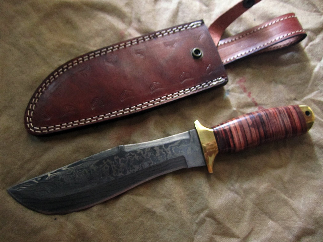มีดDAMASCUS STEEL Ash damascus steel handmade hunting bowie knife 12.5" Canada
