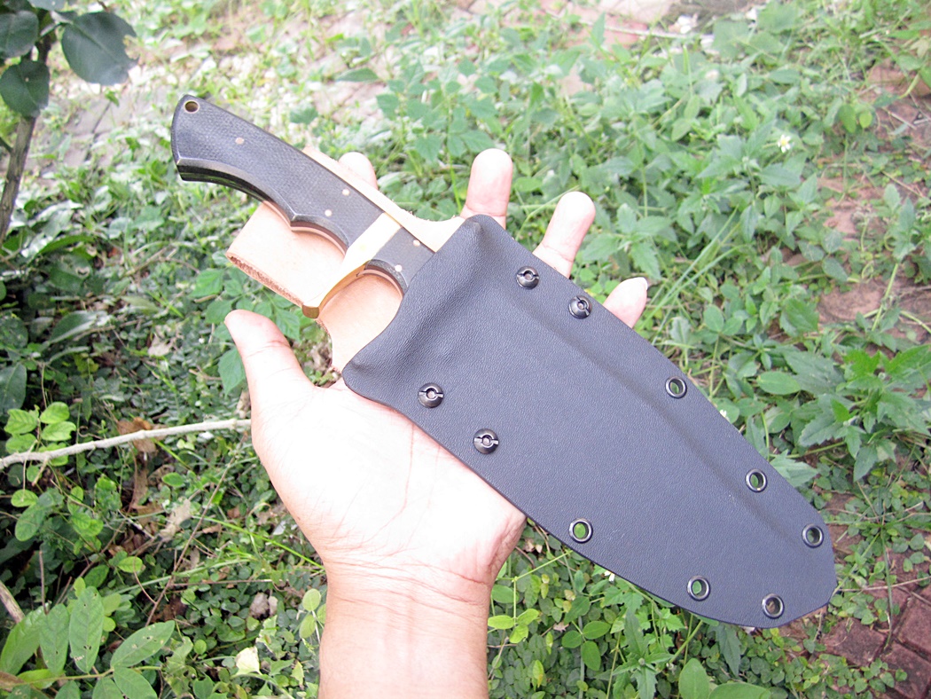 มีดใบตายASH CUSTOM HANDMADE HUNTING BOWIE KNIFE 440C STEEL 12" (B94)