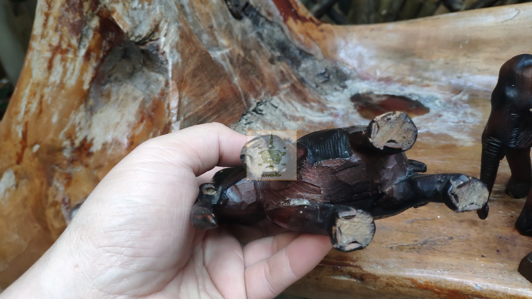 ช้าง 3 ตัว ช้างไม้ 1 ช้างเรซิ่น 2 ตัว