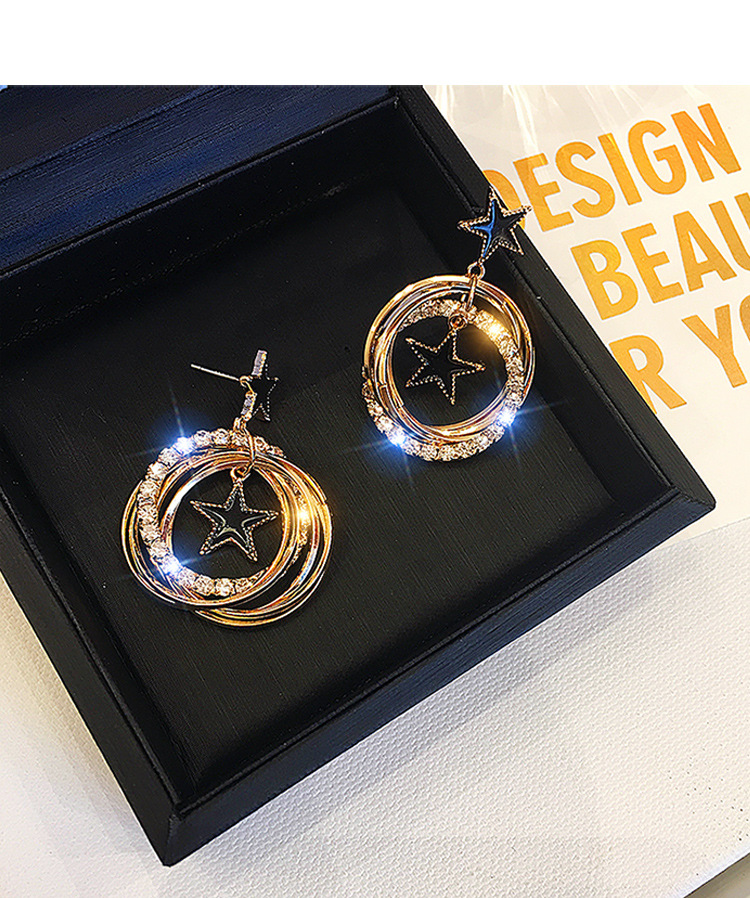 ต่างหูเพชรสีดำ ทรงกลมรูปดาว สวยๆ ใส่เที่ยว ใส่ออกงาน แฟชั่นเกาหลี