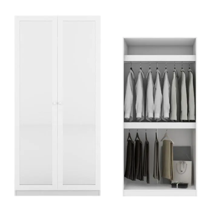 ตู้เสื้อผ้า แขวนบน-ล่าง Op-B ขนาด 100 ซม. รุ่น Blox สีขาว Mid gloss