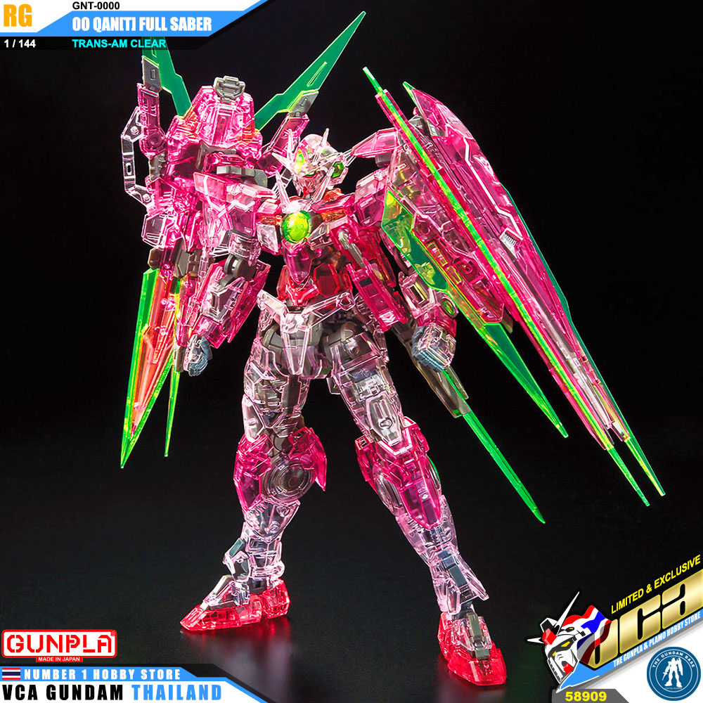 BANDAI GUNPLA REAL GRADE RG 1/144 00 QANT FULL SABER TRANS AM TRANS-AM CLEAR โมเดลกันดั้ม กันพลา THE VCA GUNDAM BASE