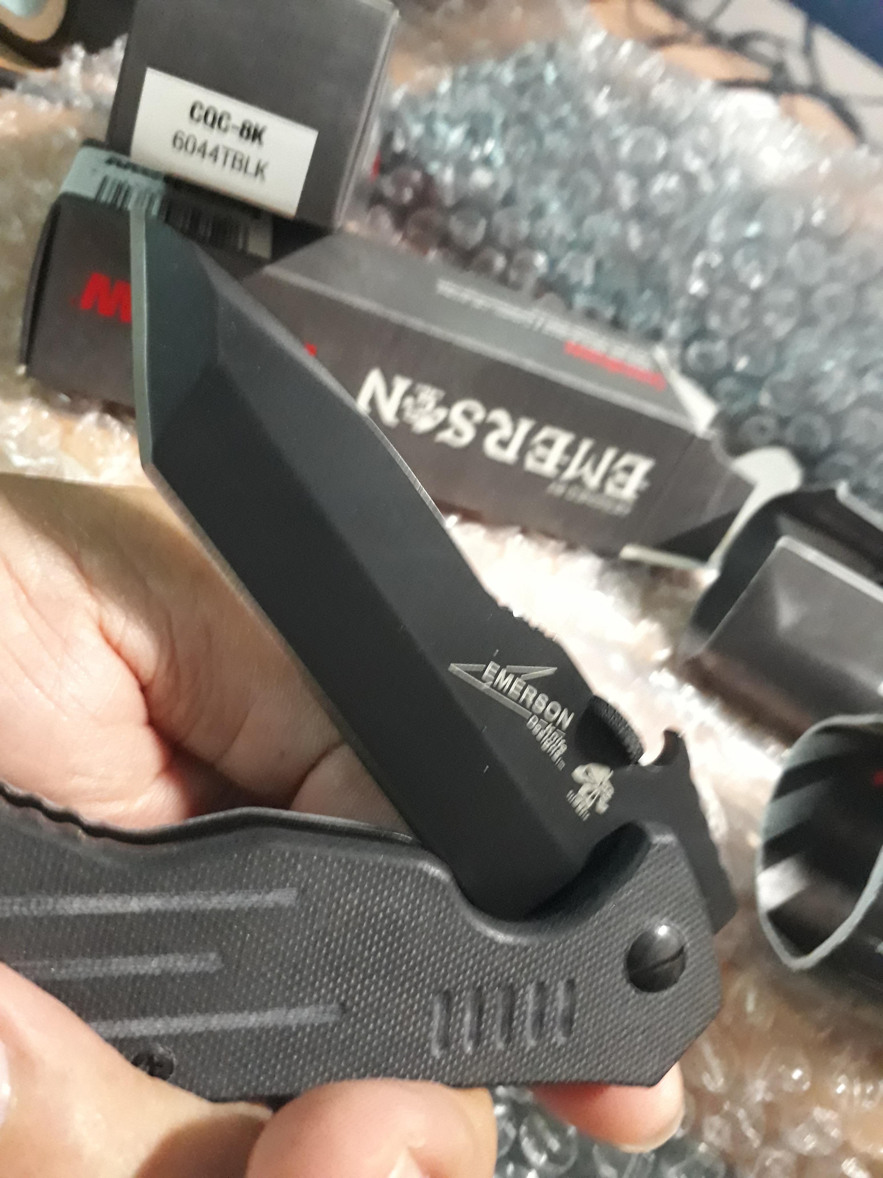 มีดพับKershaw Emerson 6044TBLK CQC-8K Folding Knife 3.5" Black Tanto Blade