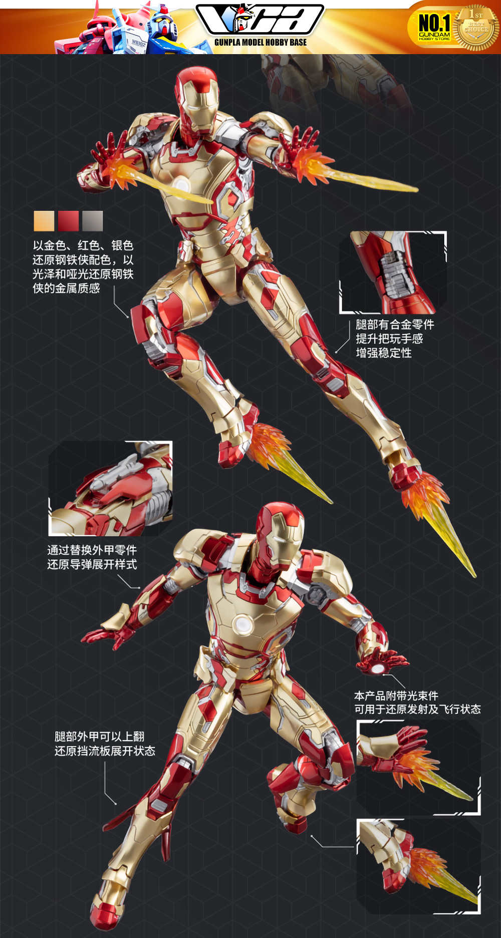 Eastern Model® x Morstorm Plastic Model Kits Series IRON MAN MARK 42 DELUXE IRON MAN 3