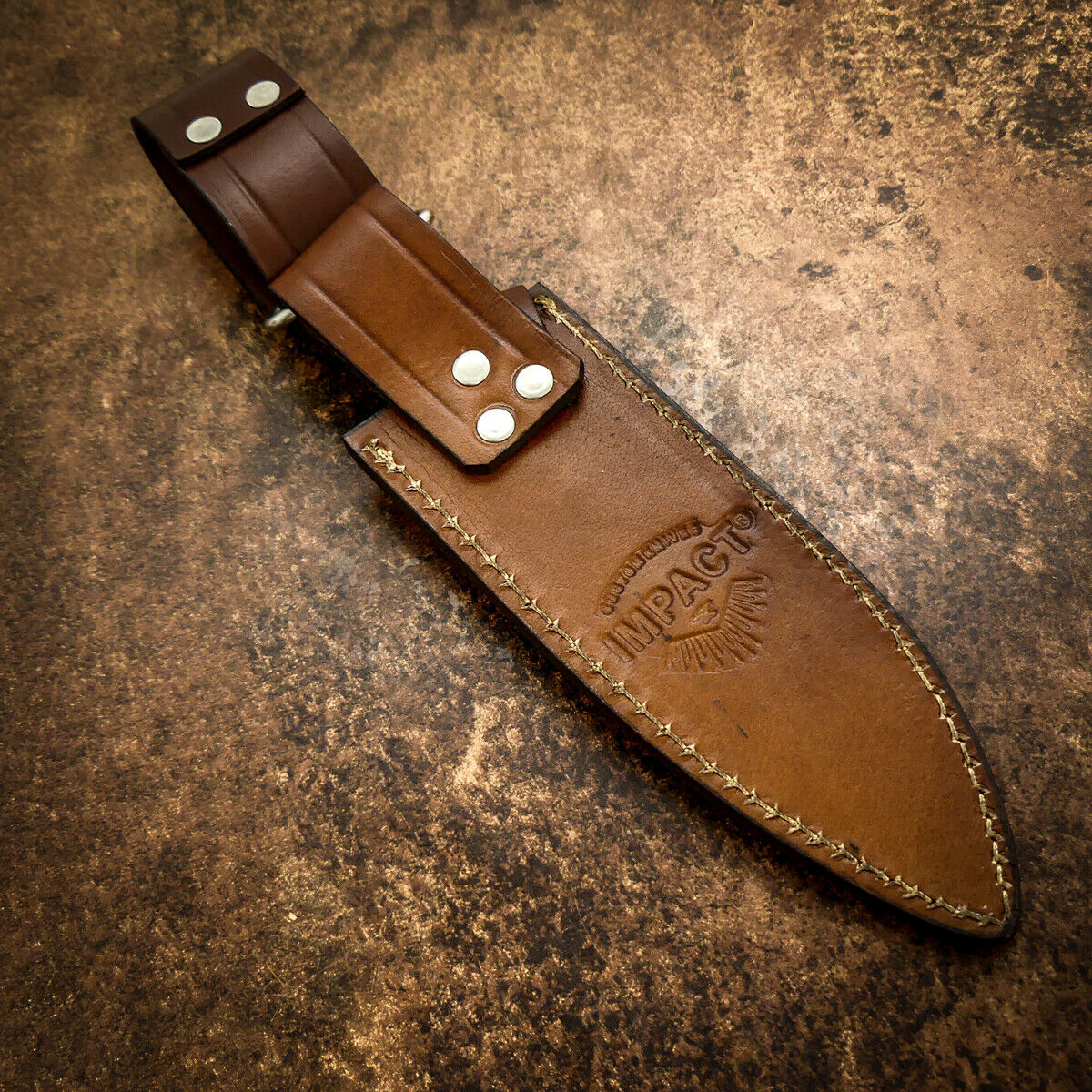 IMPACT CUTLERY RARE CUSTOM D2 BOWIE KNIFE CAMEL BONE HANDLE มีดจาก UK พร้อมใบรับรอง