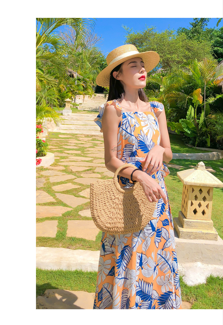 ชุดไปทะเล เดรสเที่ยวทะเล เดรสยาวสีเหลืองพิมพ์ลายสวยๆ เก๋ๆ แฟชั่นแต่งตัวไปทะเลน่ารักๆ