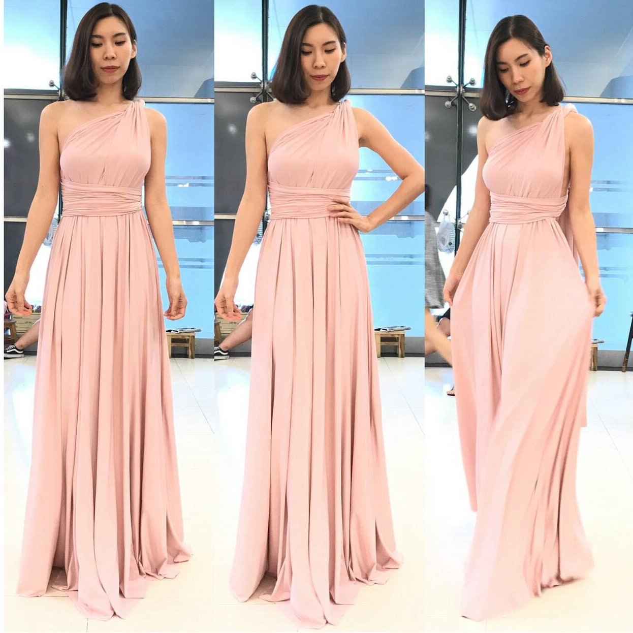 ชุดอินฟินิตี้สีชมพู ธีมเพื่อนเจ้าสาวสีชมพู Infinity Dress ใส่ได้หลายแบบ ผ้าสเปนเด็กซ์ สามารถใส่ได้หลายแบบ สวยได้ตามสไตล์ที่เป็นคุณ