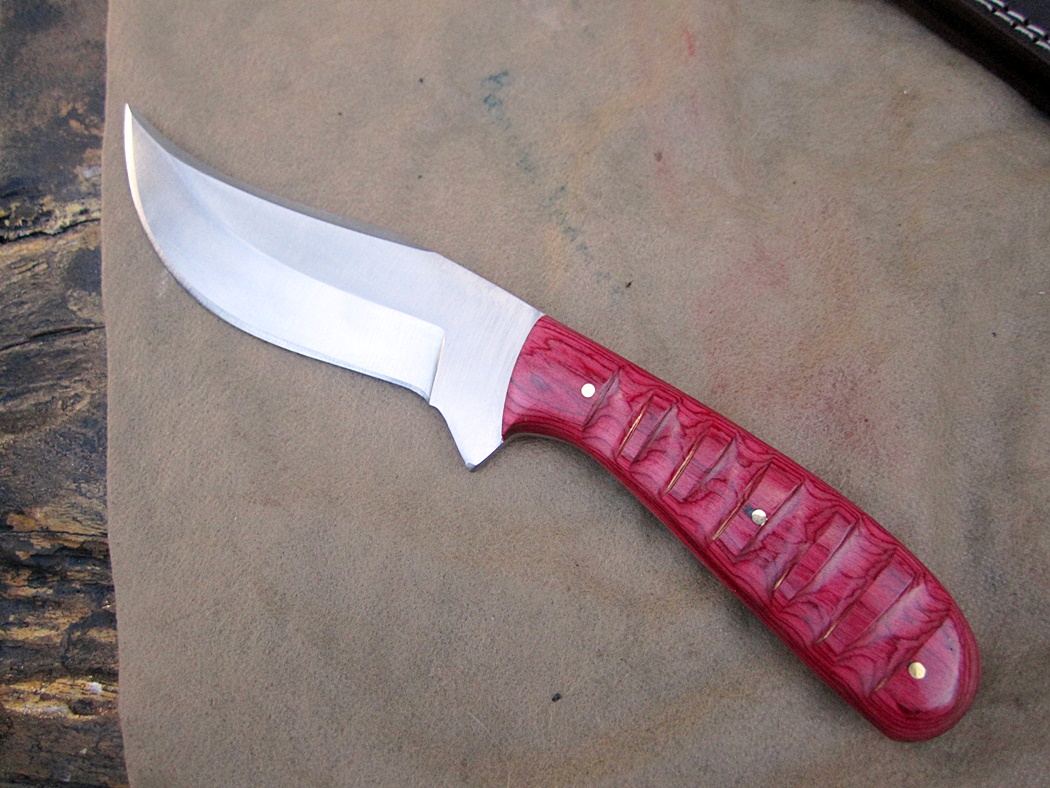 Custom A2 Steel Trailing Point Hunting Knife Micarta Handle (AE70) With Brass Pin