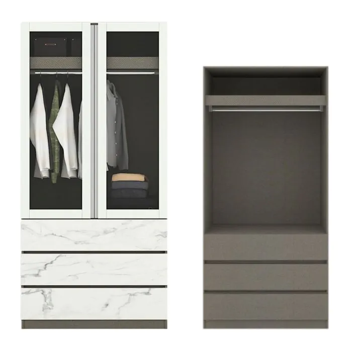 ตู้เสื้อผ้า ราวแขวน-ลิ้นชัก OP-R ขนาด 100 ซม. รุ่น Blox Fit in