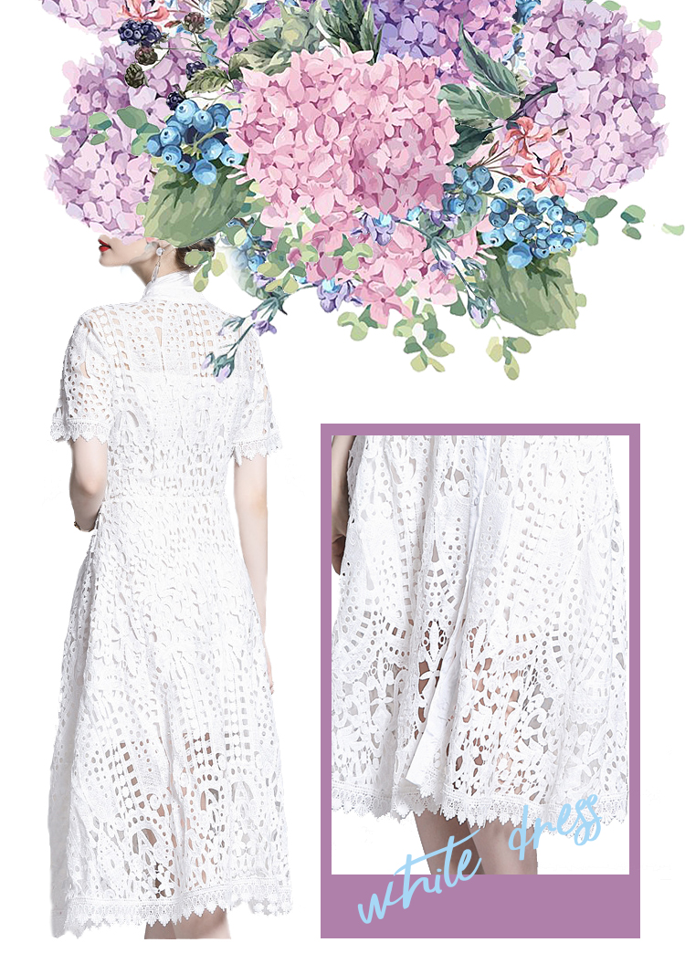 ชุดเดรสสั้นสีขาว ผ้าลูกไม้ แนวเรียบร้อย สวยหวาน สุภาพ