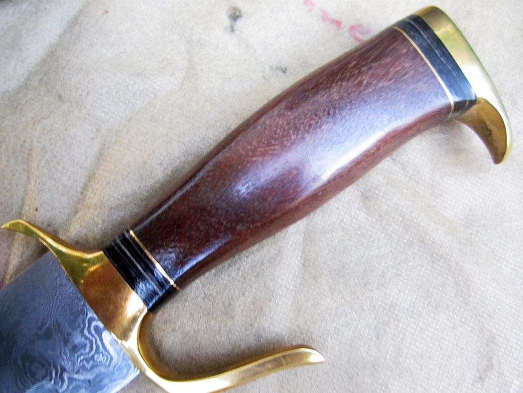 มีดเหล็กหลายDamascus steel custom handmade hunting Bowie knife 13"