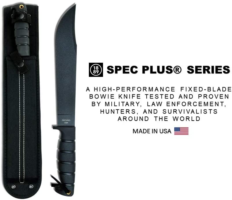 Ontario Knife Company 8681 SP-5 Fixed Blade Bowie Knife w/ 10" Blade, Overall Length: 15" Perfect Tactical, Military, Outdoor, Survival Knife