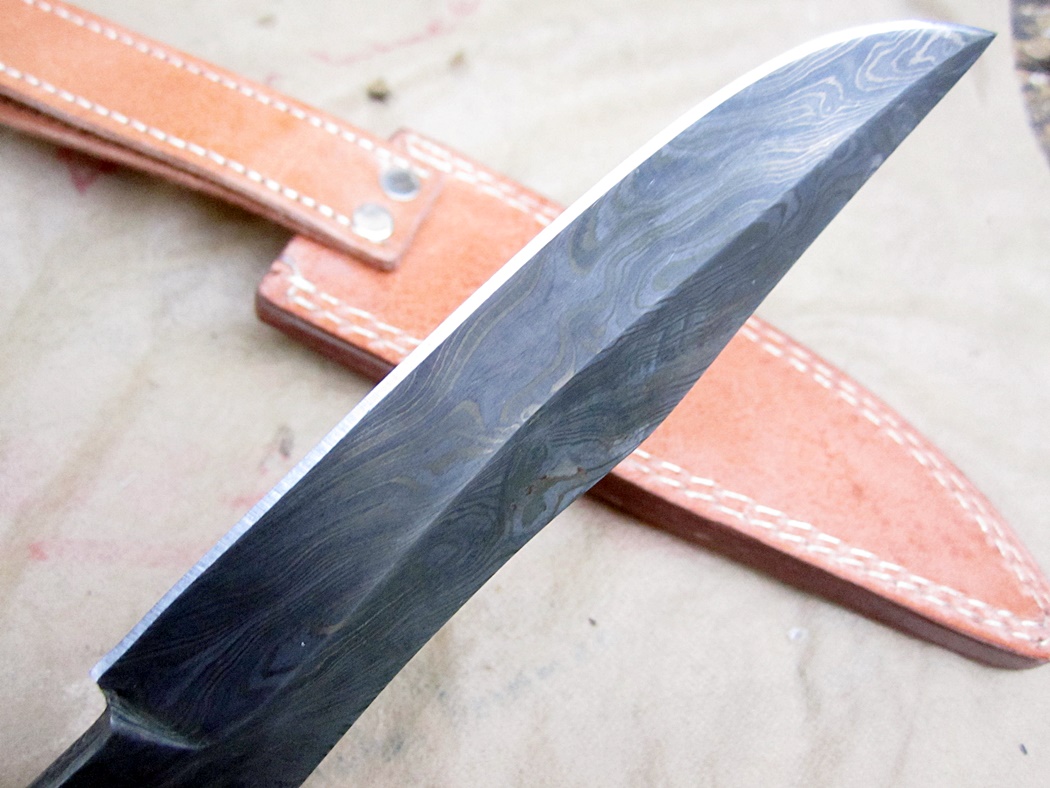 มีด Damascus steel custom hand made hunting Bowie knife 12" ASH