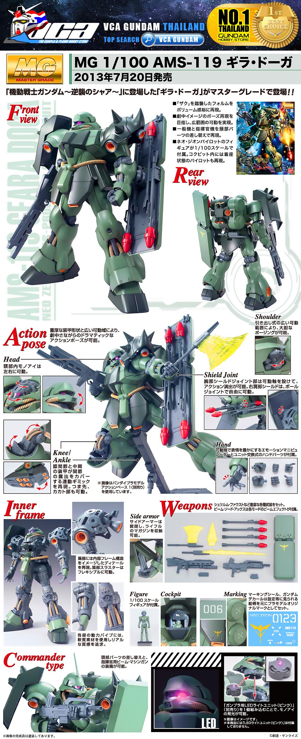 BANDAI GUNPLA MASTER GRADE MG 1/100 AMS-119 GEARA DOGA โมเดล กันดั้ม กันพลา VCA GUNDAM
