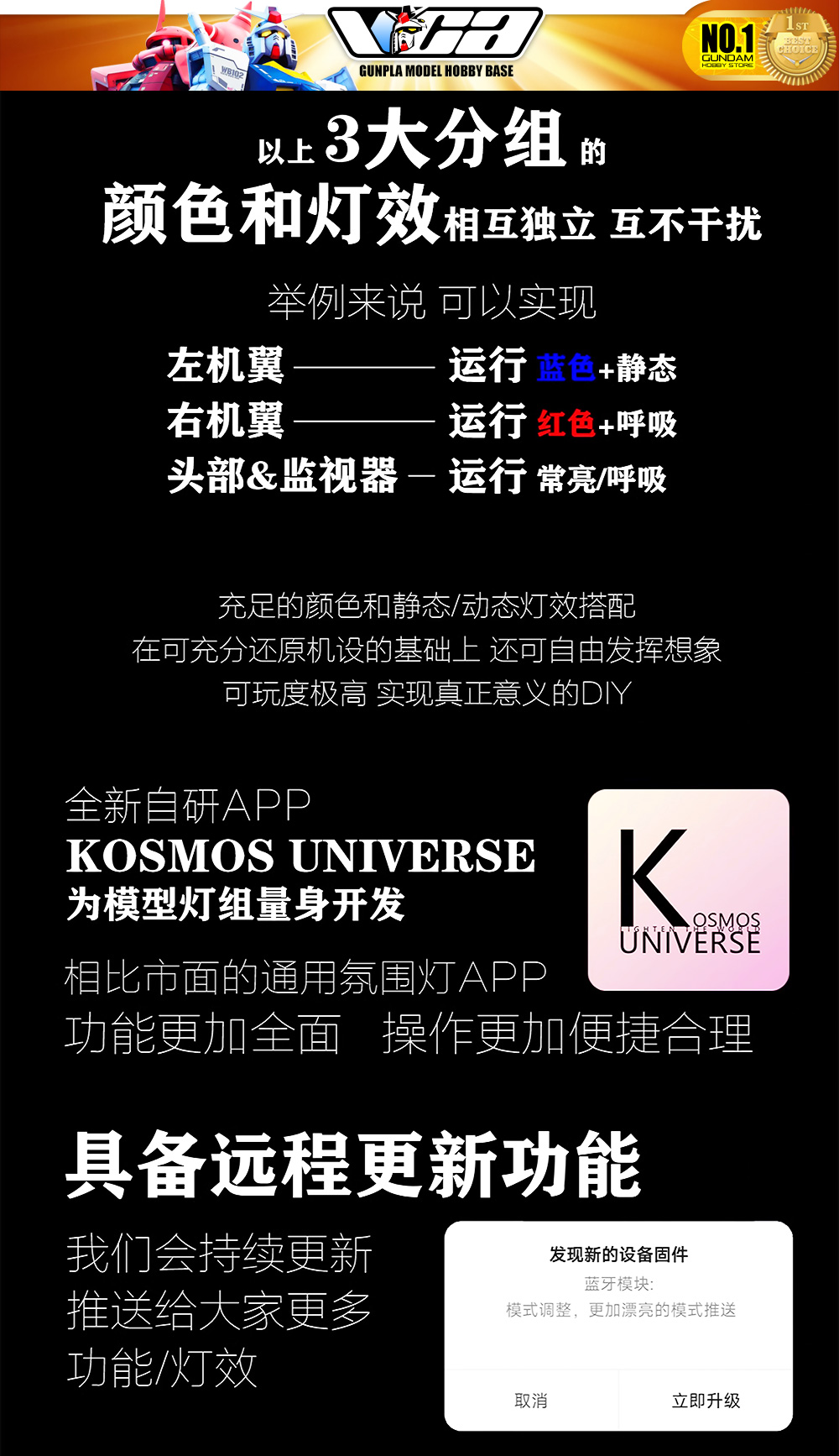 Kosmos Lighting Full System for MGEX Strike Freedom Gundam Gunpla Plastic Model Action Toy Kit VCA Thailand