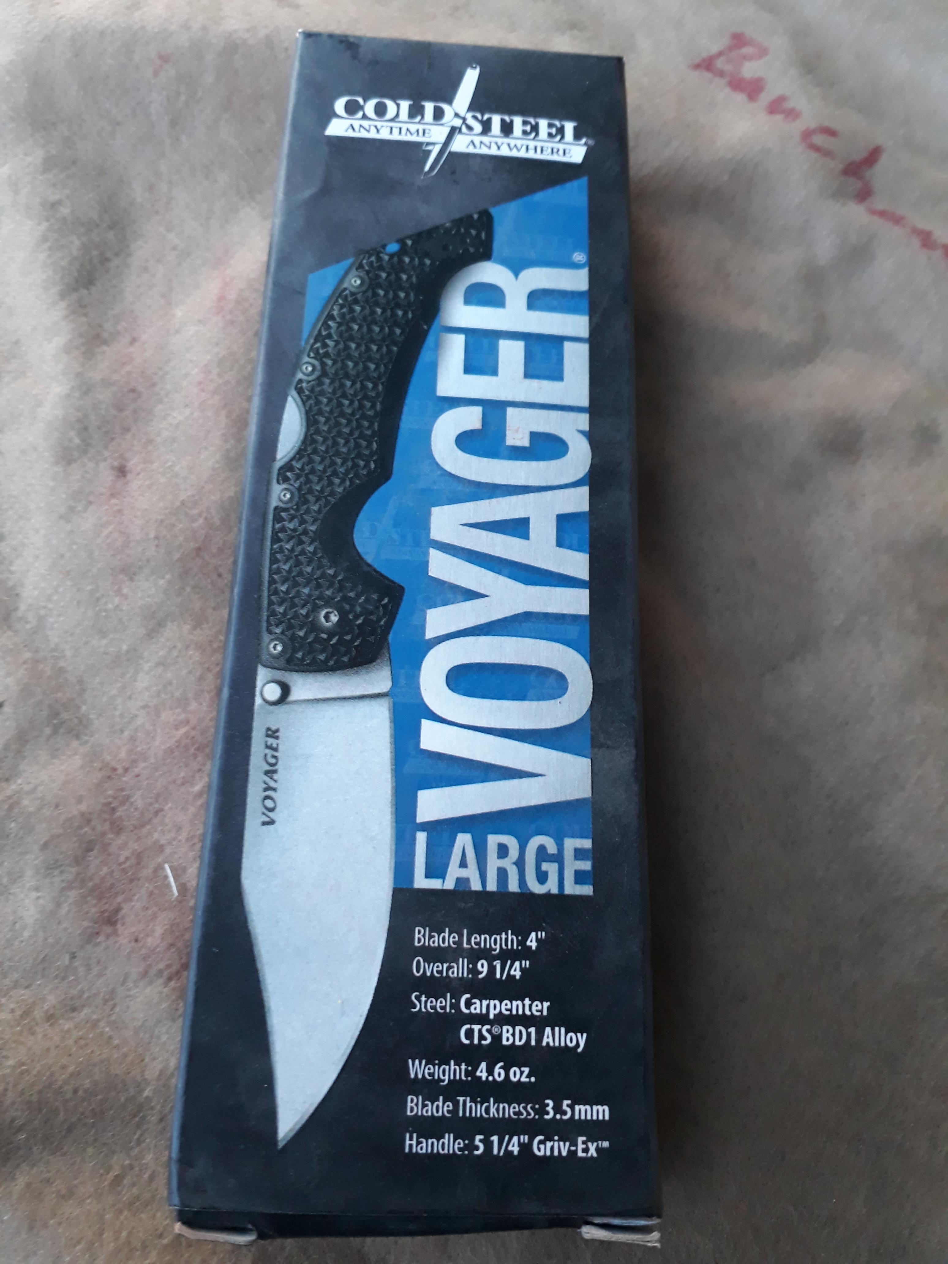 มีดพับCOLD STEEL Black Handle Large VOYAGER Straight CLIP POINT Folding Knife! 29TLCC