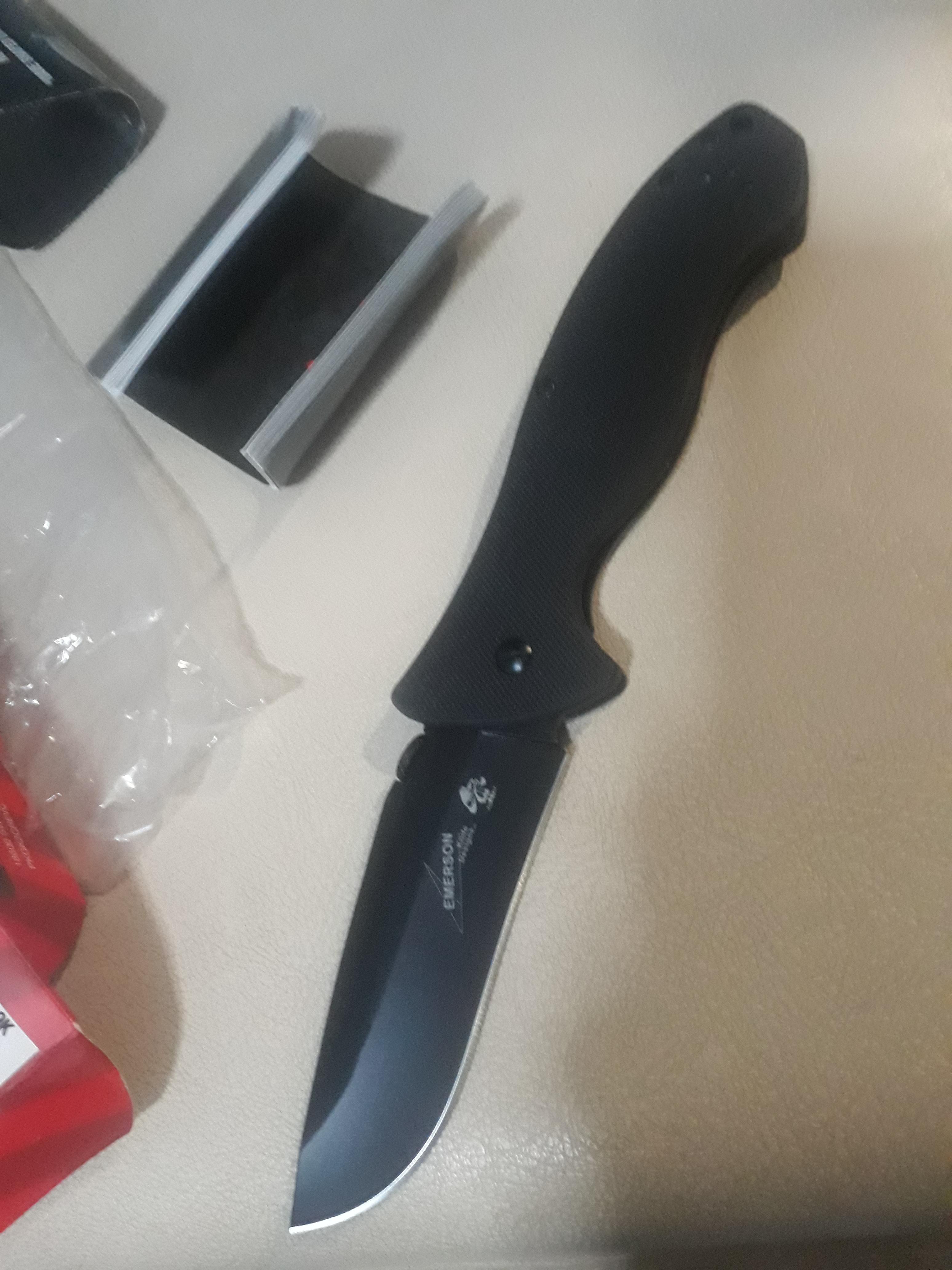 มีดพับKERSHAW EMERSON Tactical Black G10 CQC-9K Straight Folding Pocket Knife! 6045BLK