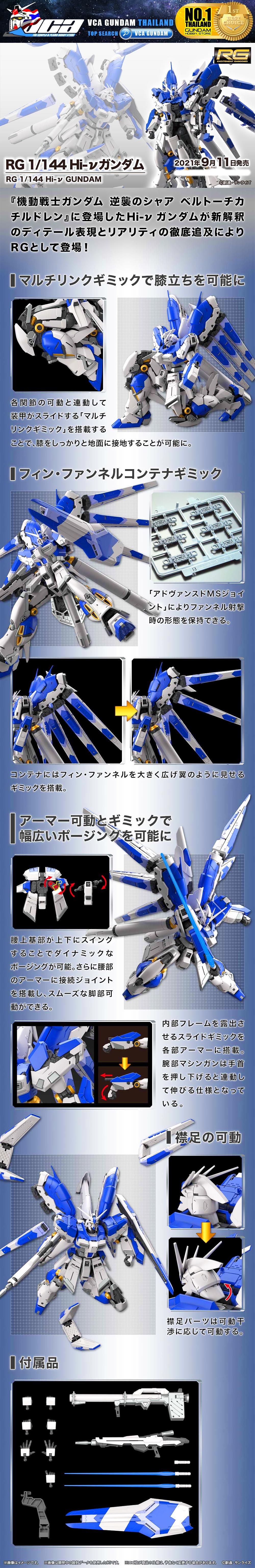 BANDAI GUNPLA REAL GRADE RG 1/144 RX-93-V2 HI-NU GUNDAM โมเดล กันดั้ม กันพลา VCA GUNDAM