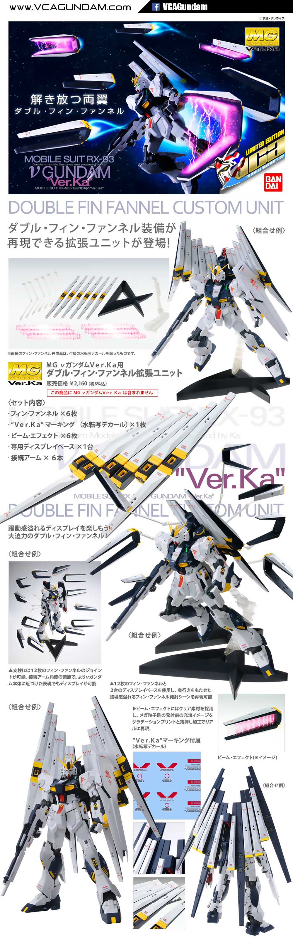 MG DOUBLE FIN GUNNEL CUSTOM UNIT FOR NU GUNDAM VER KA RX-93 นู กันดั้ม