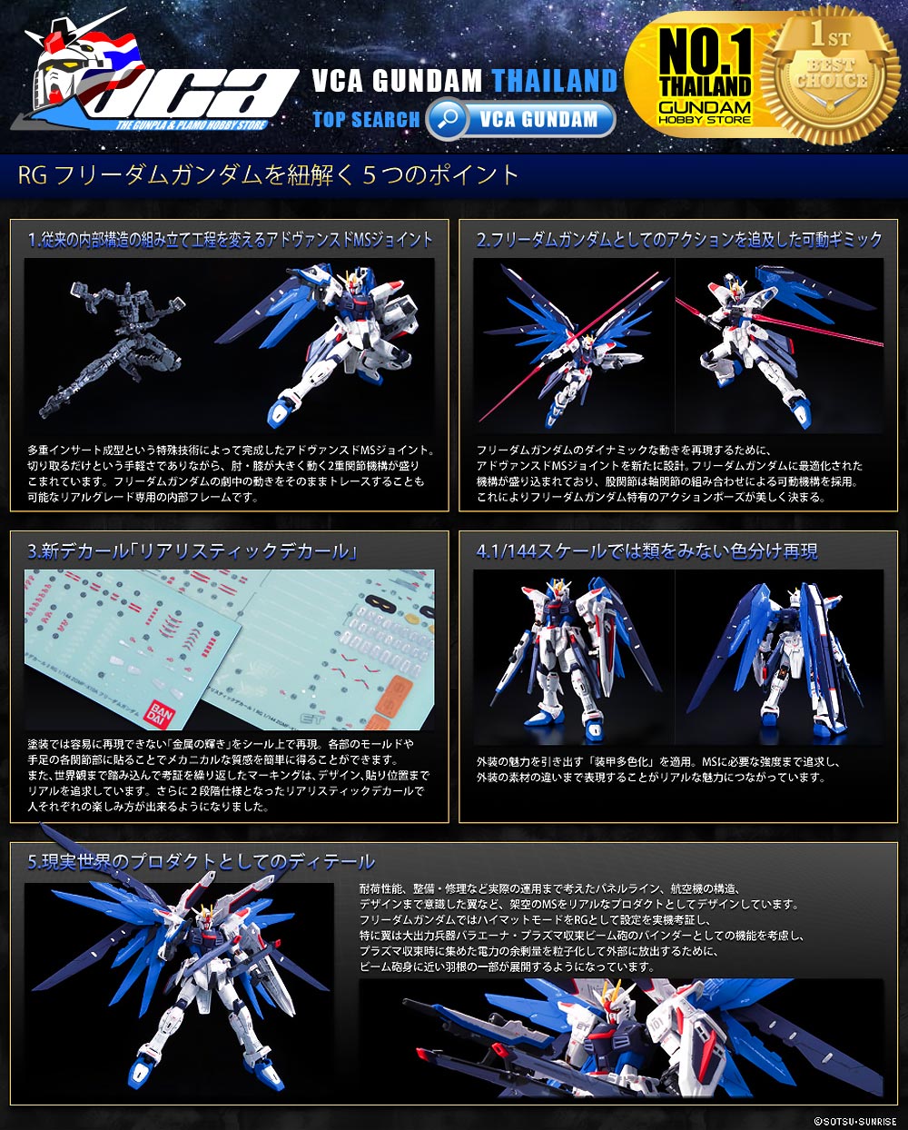 BANDAI GUNPLA REAL GRADE RG 1/144 FREEDOM GUNDAM โมเดล กันดั้ม กันพลา VCA GUNDAM