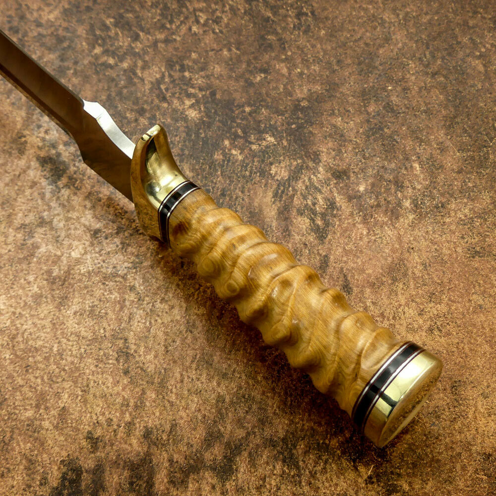 IMPACT CUTLERY RARE CUSTOM D2 BOWIE KNIFE OLIVE WOOD HANDLE