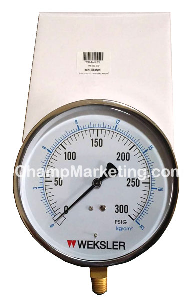 WEKSLER EA14MF เกจ์วัดแรงดัน 4.5" ชนิดไม่มีน้ำมัน ระบบสปริงเกอร์ดับเพลิง 0-300psi