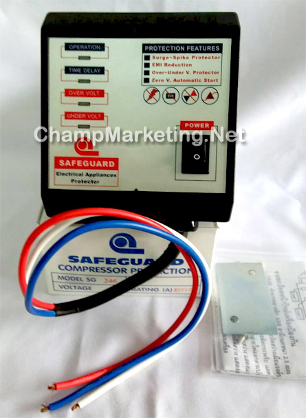 [Pre-ORDER] SAFEGUARD SG246 เครื่องป้องกันคอมเพรสเซอร์แอร์เสียหายจากไฟตก-ไฟเกิน ขนาดไม่เกิน 25แอมป์