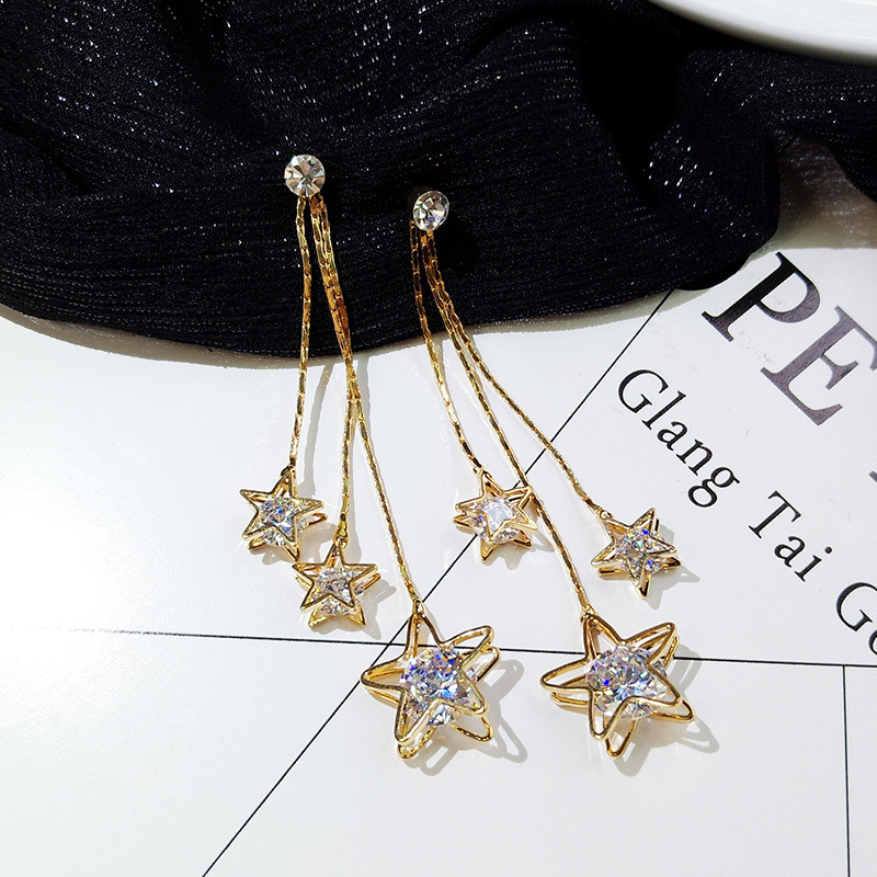 ต่างหูเพชรสีดำ ทรงกลมรูปดาว สวยๆ ใส่เที่ยว ใส่ออกงาน แฟชั่นเกาหลี