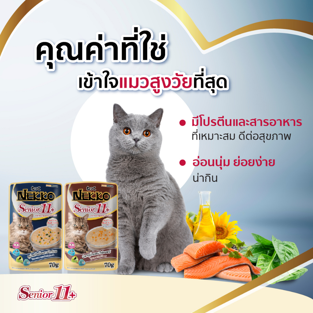 Exp/26 NEKKO อาหารแมวเปียก เน็กโกะ แมวสูงวัย ขนาด 70gx48 ซอง ยกลัง คุ้มราคา
