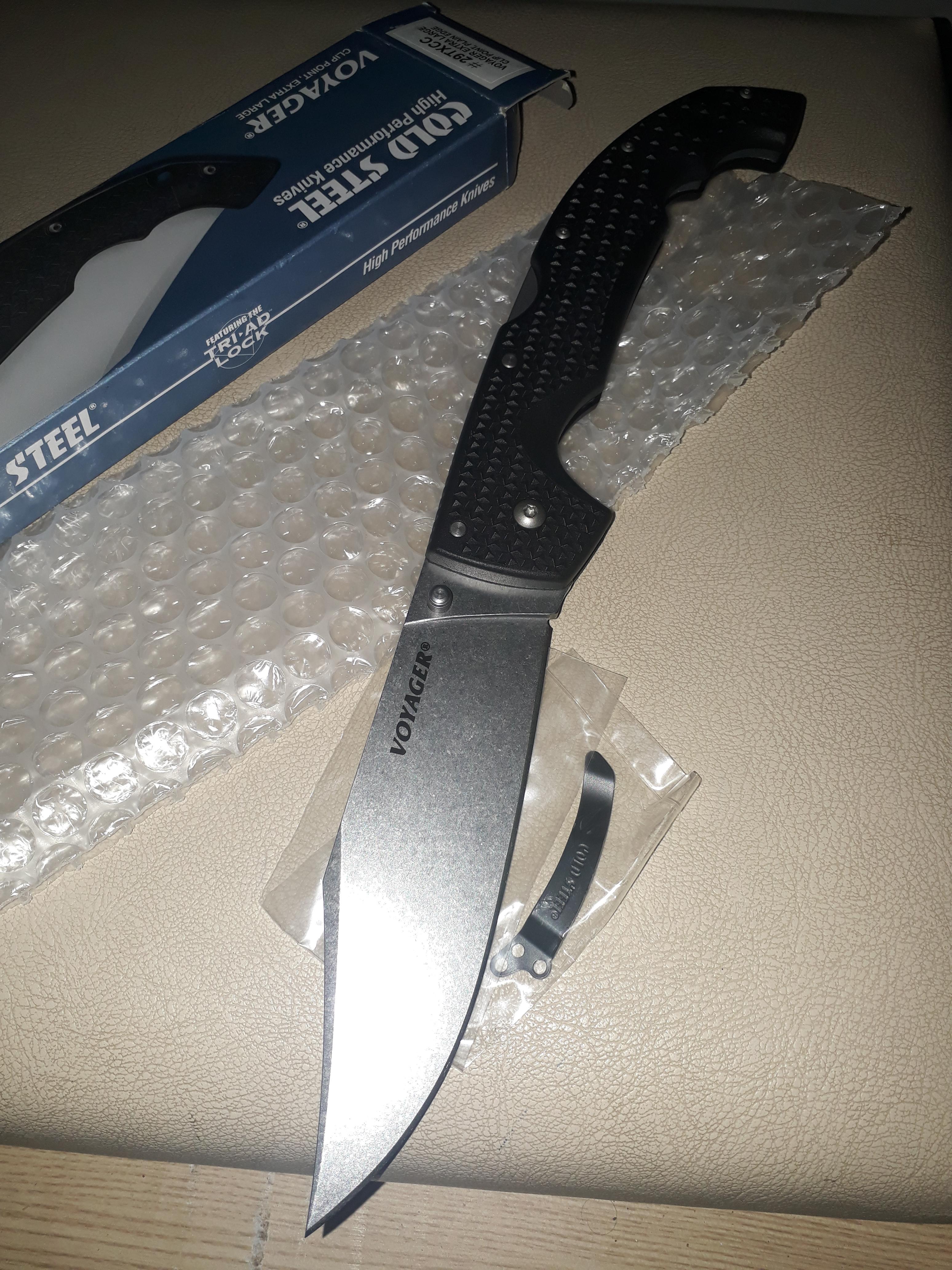 มีดพับCold Steel 29TXCC Voyager XL Clip Point Folding Knife 5.5" Plain Edge Blade