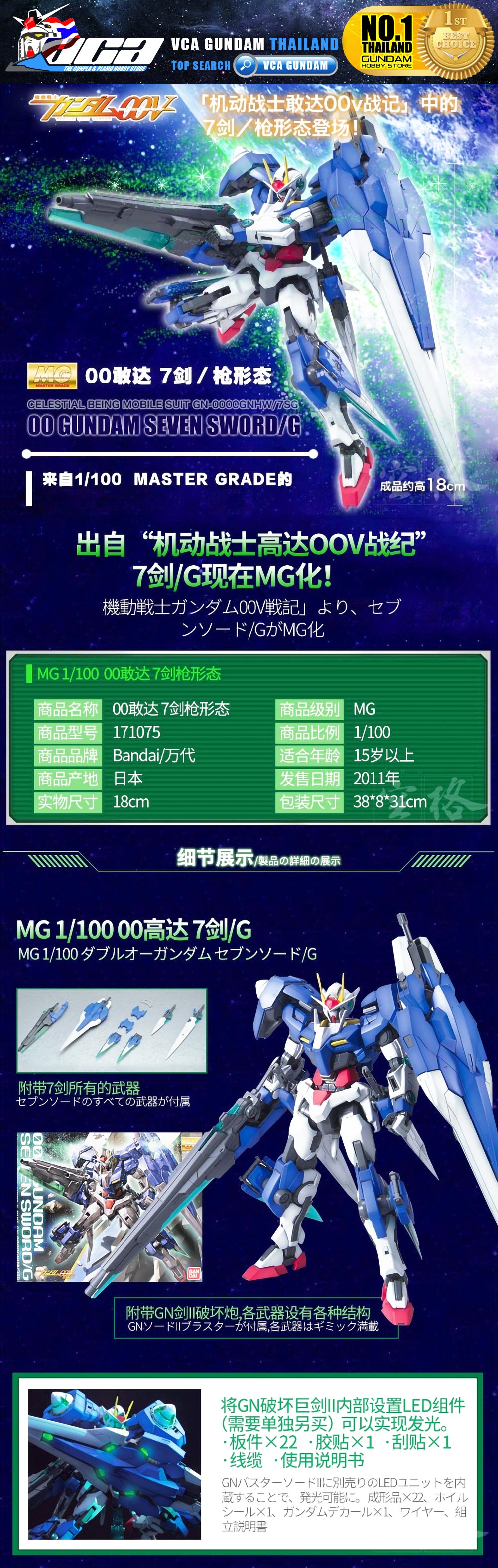 Bandai Master Grade MG 00 GUNDAM SEVEN SWORD กันดั้ม เอ็กเซีย อิกนิชั่น โหมด
