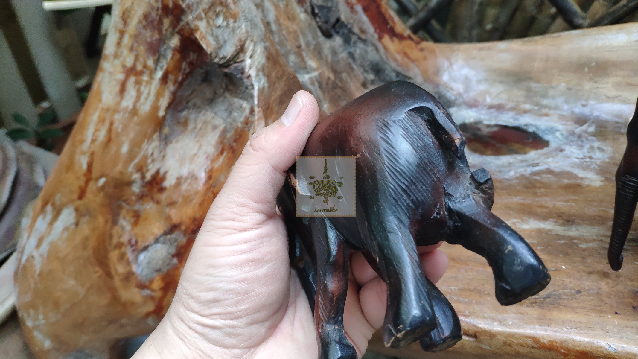 ช้าง 3 ตัว ช้างไม้ 1 ช้างเรซิ่น 2 ตัว