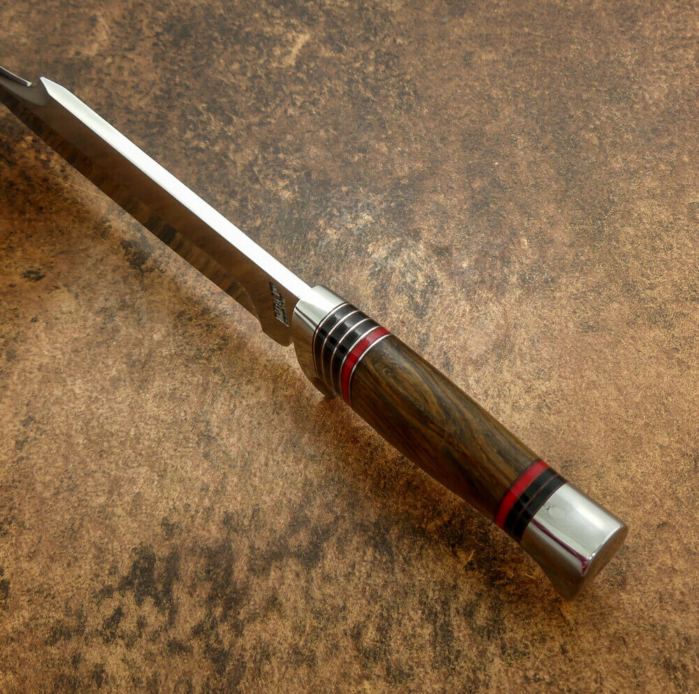 IMPACT CUTLERY RARE CUSTOM D2 BOWIE KNIFE BURL WOOD HANDLE