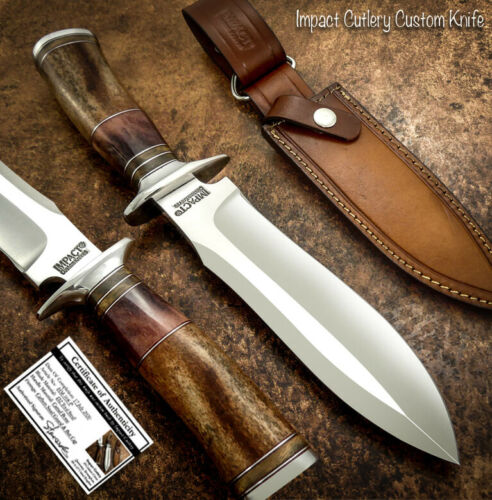 IMPACT CUTLERY RARE CUSTOM D2 BOWIE KNIFE CAMEL BONE HANDLE มีดจาก UK พร้อมใบรับรอง