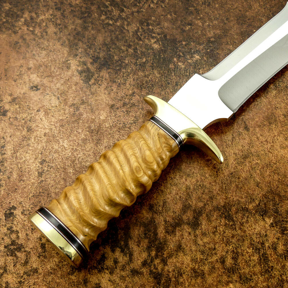 IMPACT CUTLERY RARE CUSTOM D2 BOWIE KNIFE OLIVE WOOD HANDLE