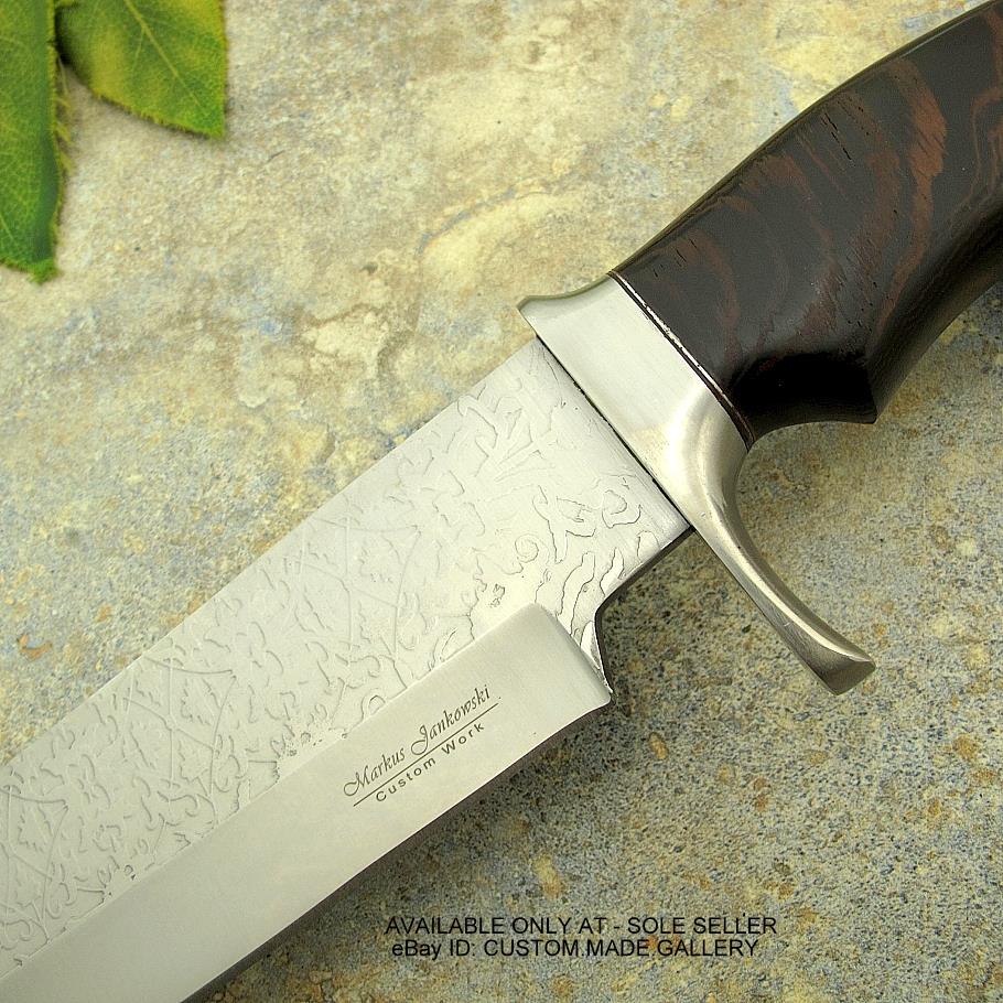 มีด เหล็ก D2 Markus Custom Handmade D2 Steel Bowie Knife Tactical Camping Wenge Engraving นำเข้าจากUnited Kingdom