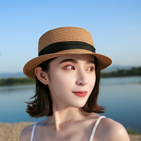 หมวกปีกทรงเค้กสีน้ำตาล หมวกสาน ใส่ชิค ๆ รับหน้าร้อน ใส่เที่ยวทะเลสวยๆ