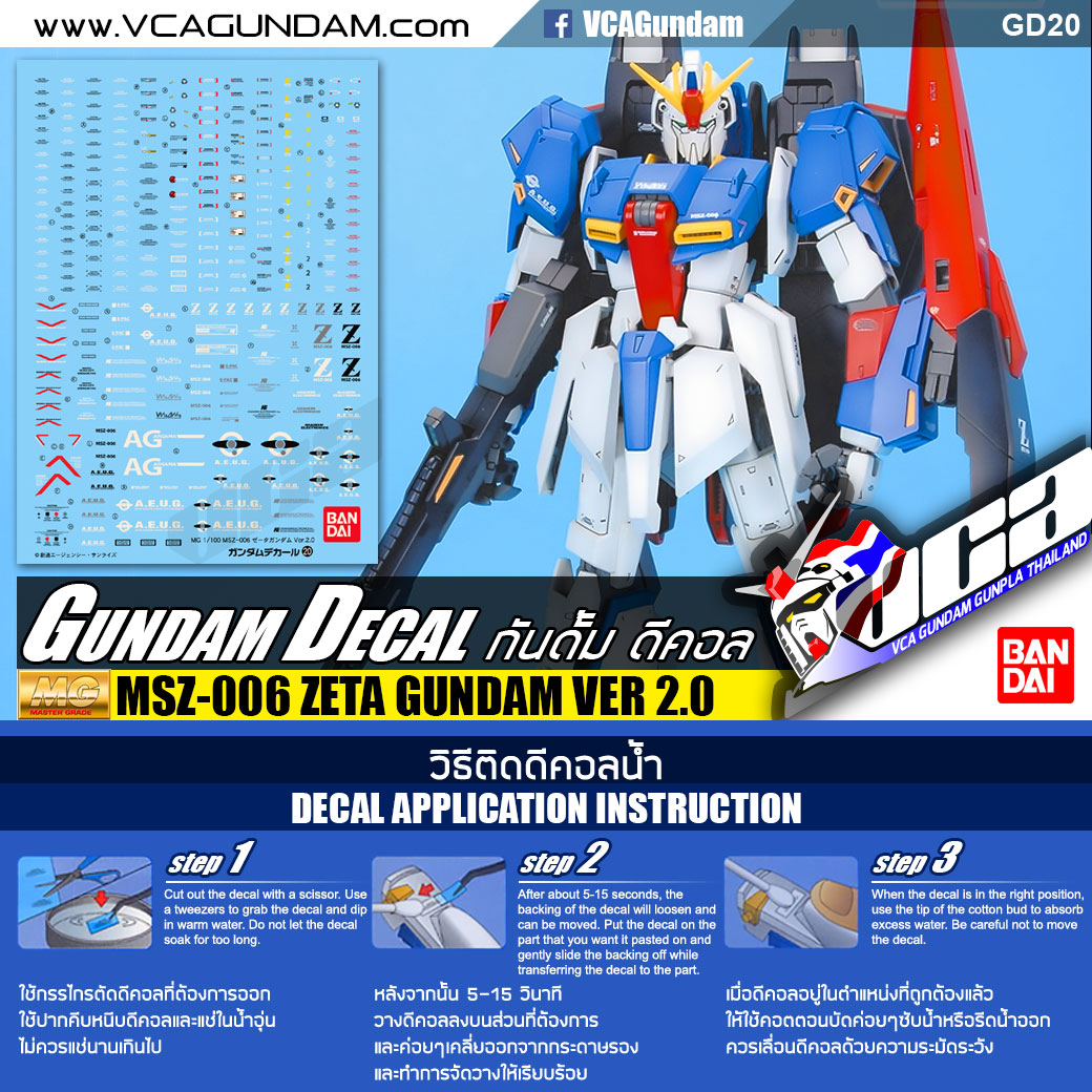 GUNDAM DECAL | MG MSZ-006 ZETA GUNDAM VER 2.0 เซต้า กันดั้ม