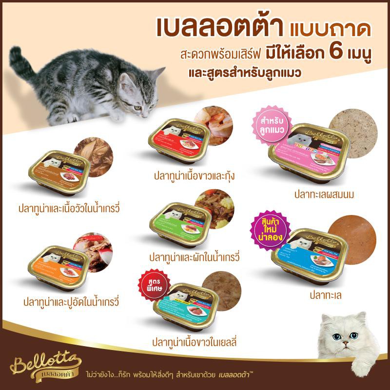 อาหารแมวเปียก Bellotta เบลลอตต้า ชนิดถาด 80 กรัม X 6