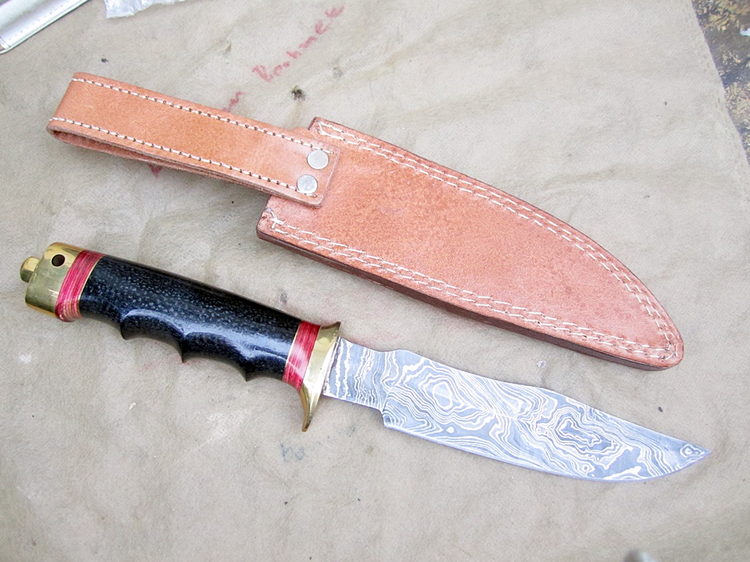 มีด Damascus steel custom hand made hunting Bowie knife 12" ASH