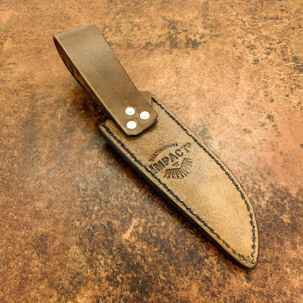 IMPACT CUTLERY RARE CUSTOM D2 MIRROR POLISHED BOWIE KNIFE CAMEL BONE