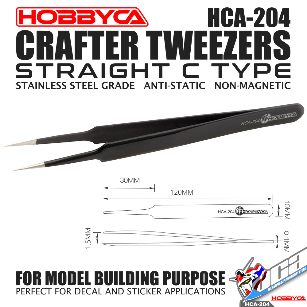 HOBBYCA HCA-204 CRAFTER TWEEZERS STRAIGHT C TYPE แหนบสําหรับซ่อมแซม โมเดล กันดั้ม กันพลา VCA GUNDAM