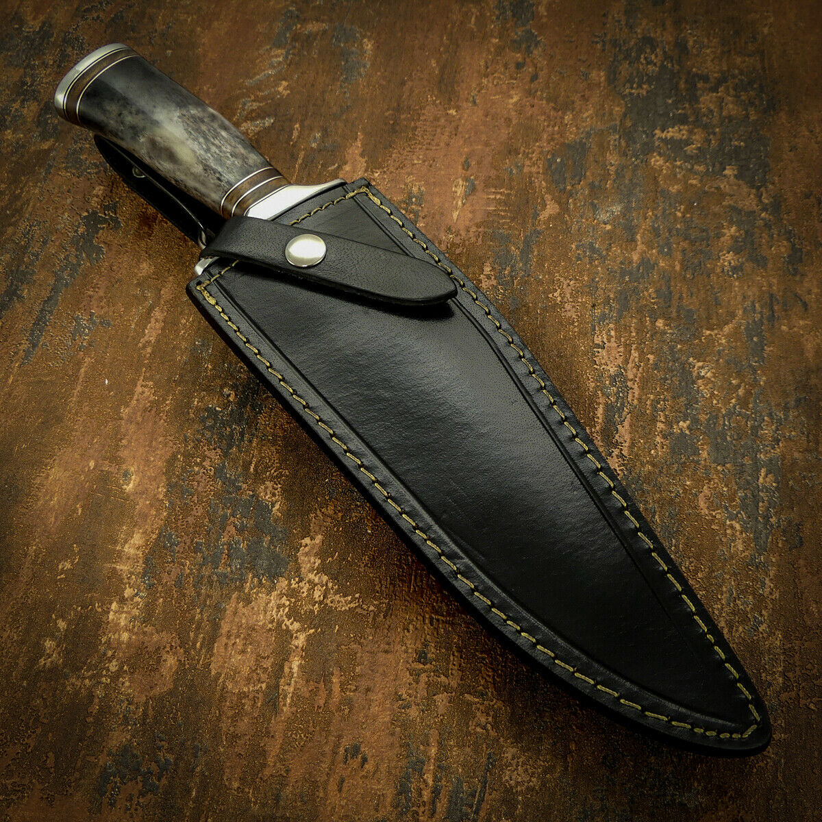 IMPACT CUTLERY RARE CUSTOM D2 BOWIE KNIFE CAMEL BONE HANDLE