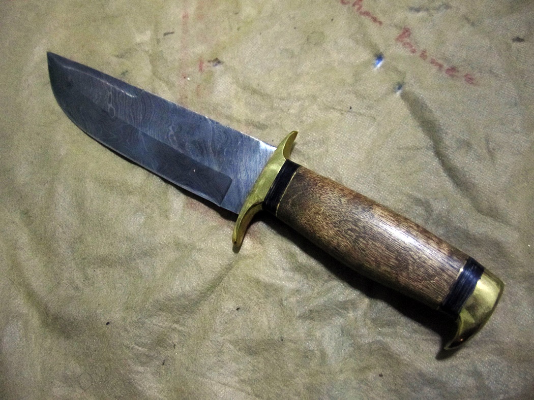 มีดDAMASCUS ASH DS4W Damascus steel handmade hunting bowie knife 13"