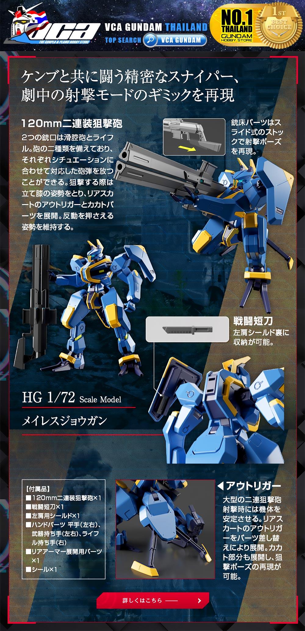 BANDAI KYOUKAI SENKI HIGH GRADE HG 1/72 MAILES JOGAN KAI โมเดล นักสู้เขตแดน VCA GUNDAM