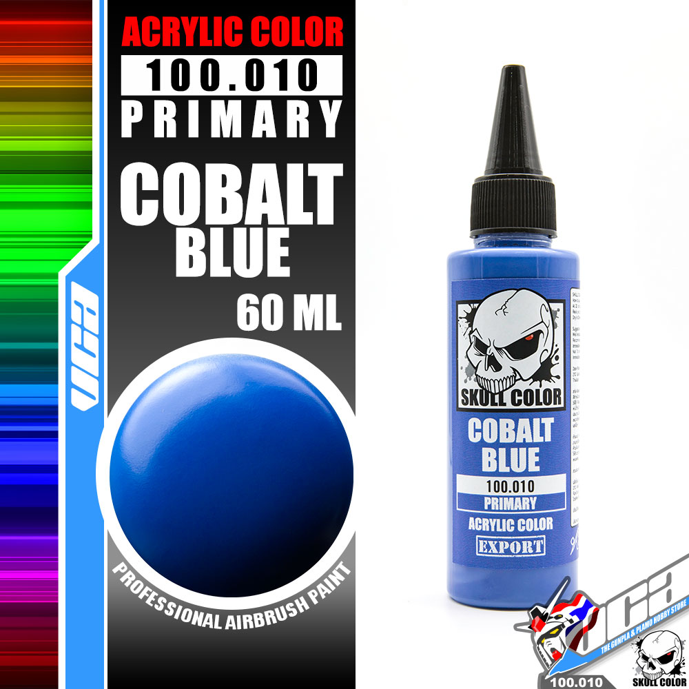 SKULL COLOR 100.010 COBALT BLUE ACRYLIC COLOR 60ML (PRIMARY) สีอะครีลิกสำหรับพลาสติก โมเดล