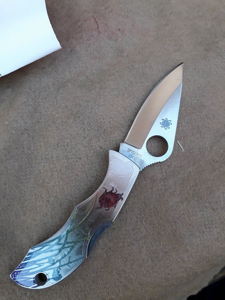 Spyderco Ladybug Tattoo Plain Edge Knife - LSSP3T